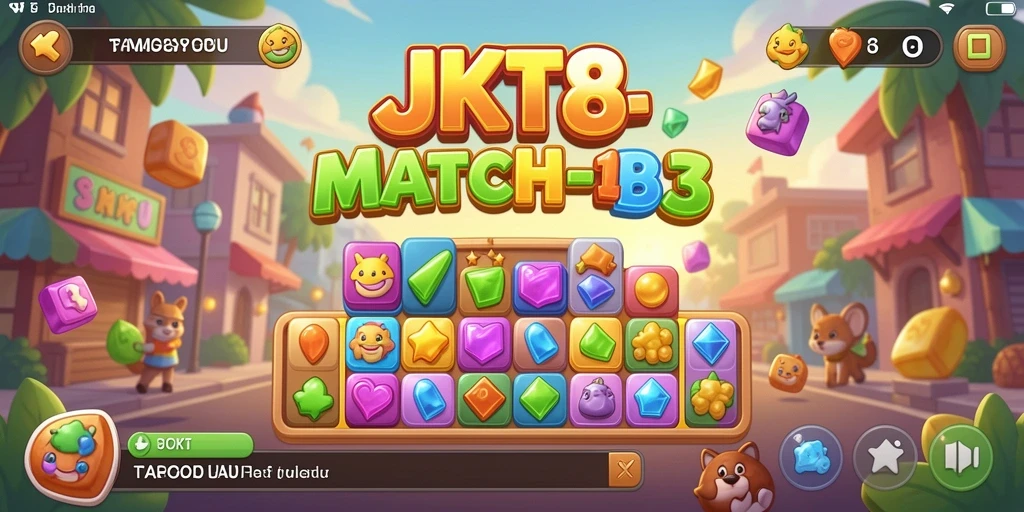 Tampilan gameplay seru JKT8 dalam aksi Match-3.