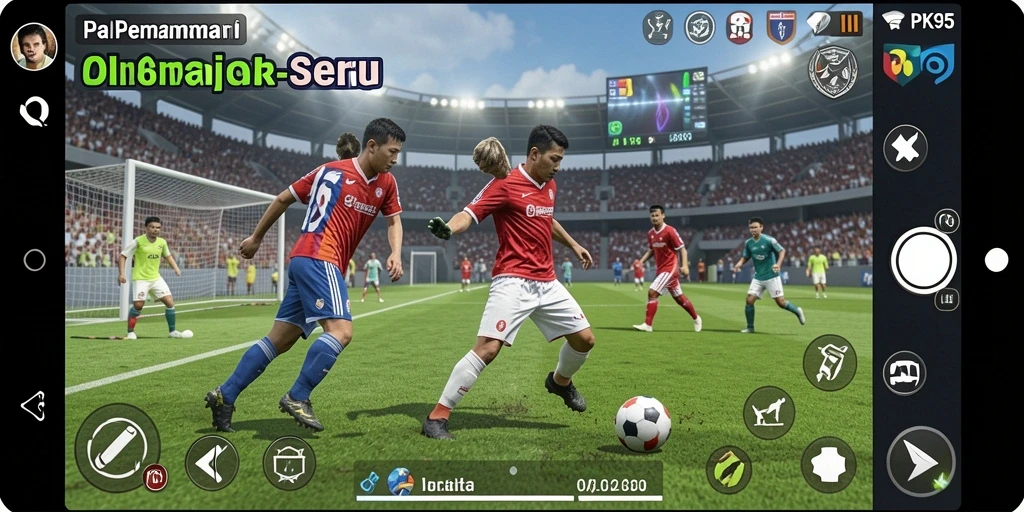 Tampilan gameplay PK95 yang menarik dan penuh aksi olahraga.